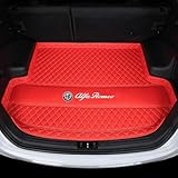 XIBANY Auto Kofferraummatte für Alfa Romeo 159 (939) Combi 2005-2011, Leder Wasserdicht Kofferraum Schutzmatte, rutschfest Kratzfest Gepäckraumschutz Leicht zu Reinigen, Auto Zubehör,F Red