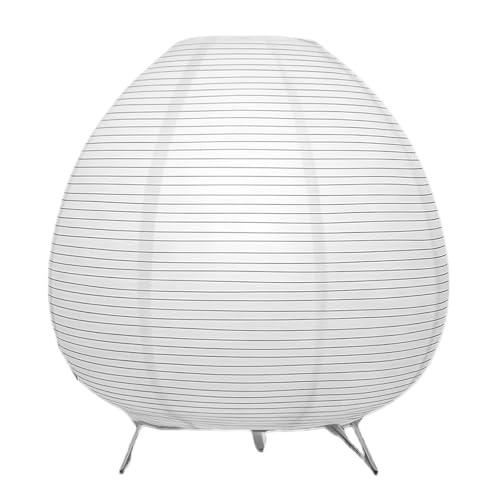 Lámpara de mesa de noche GOEDCH de papel de arroz: Lámpara de noche retro de papel de arroz con pantalla blanca y enchufe estándar europeo, interruptor de botón, ideal para dormitorio y sala de estar