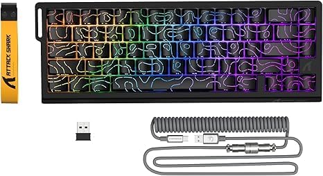 Image of ATTACK SHARK X68PRO HE Rapid Trigger Wireless Keyboard, 0.01mm RT Accuracy 8000Hz Wired Gaming Keyboard, Adjustable Actuation, Snap Tap, RGB Backlit, Magnetic Switch, C01 Coiled Cable -Black