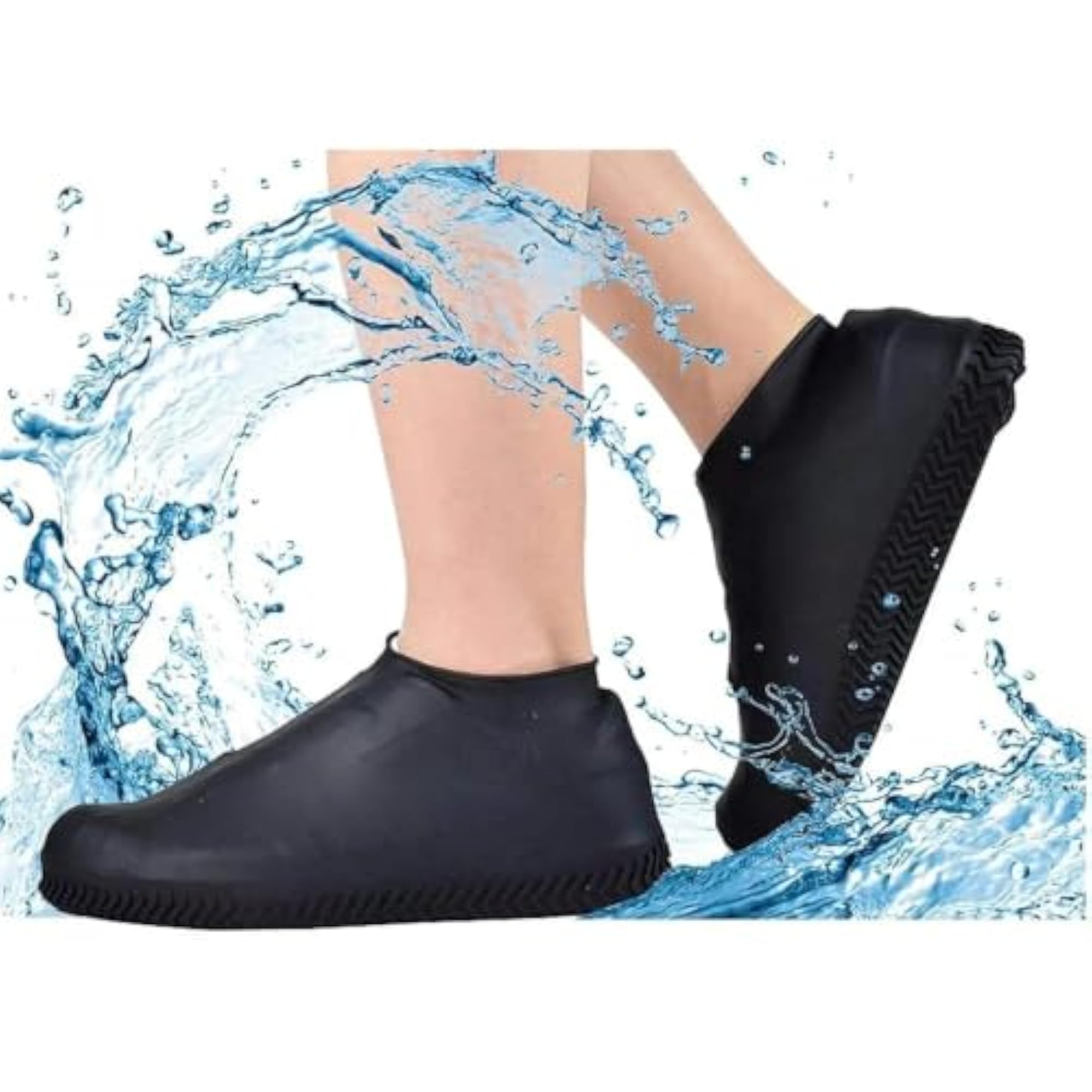 Silicone Waterproof Shoe Covers for Men & Women, Black