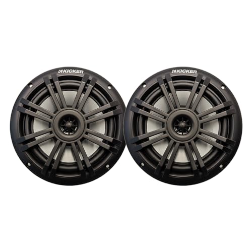 KICKER 6.5 150 Watt Peak Power 2-Way Marine OEM Replacement Black Boat Audio Speakers (Pair)