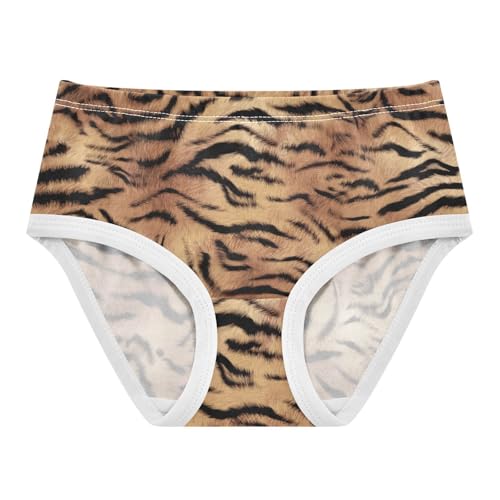 Little Girls' Soft Cotton Underwear Kids Breathable Comfort Tiger Print Panties Briefs Toddler