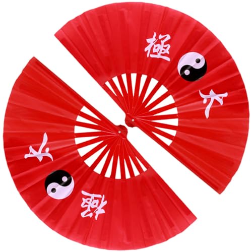NULYLU 2 Abanicos de Tai Chi Plegables Portátiles y Resistentes de Plástico y Nylon para Decoración de Pared y Accesorios de Baile