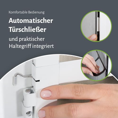 empasa Insektenschutz Fliegengitter Tür Alurahmen MASTER SLIM PLUS, individuell zuschneidbar, als Selbstbausatz, Farbe: weiß, Größe: 120 x 240 cm
