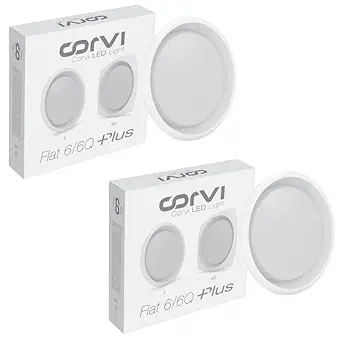 CORVI LED Flat 6 Round Ceiling Panel Light | 23 Watts illumination using 15 Watts power | Slim, Driverless & Dimmable| Backlit for Maximum Output | 5700K White (Pack of 2)