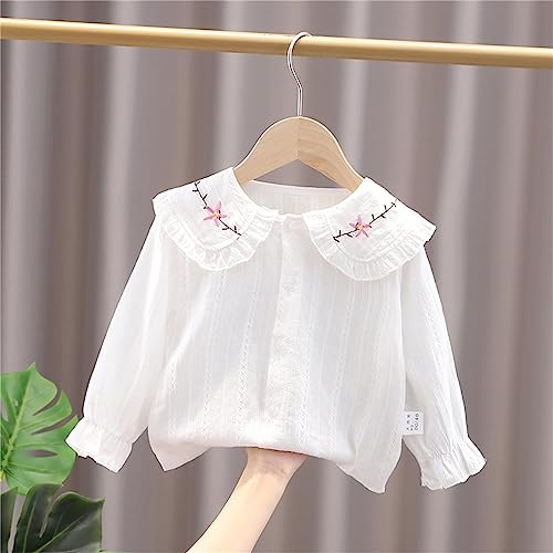 Toddler Girls Long Sleeve Tops Flower Embroidery 𝐑uffles Lace Paling Cardigan Shirts Christmas Shirts for Kids Girls2
