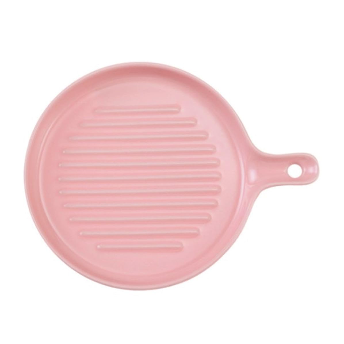 Plato de cerámica con asa rosa ergonómico apto para horno