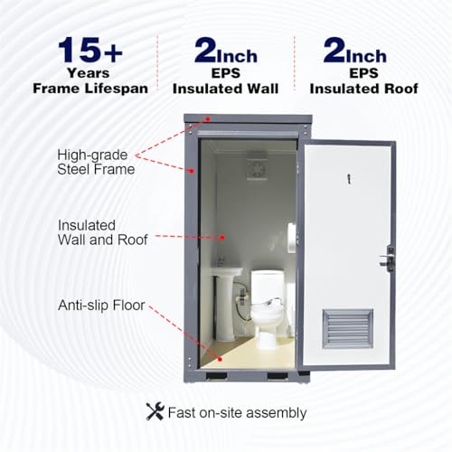 Image of Outdoor Portable Toilet with 1 Private Stalls, Mobile Restroom for Concerts, Conventions, Construction, Sporting Events