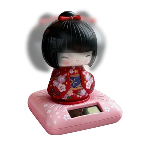 Decoraciones de coches con energía solar para – Dashboard, kimono muñeca, decoración consola figura muñeca, coleccionistas conductores sedanes camiones SUV | Multiusos Utilidad para interiores al aire