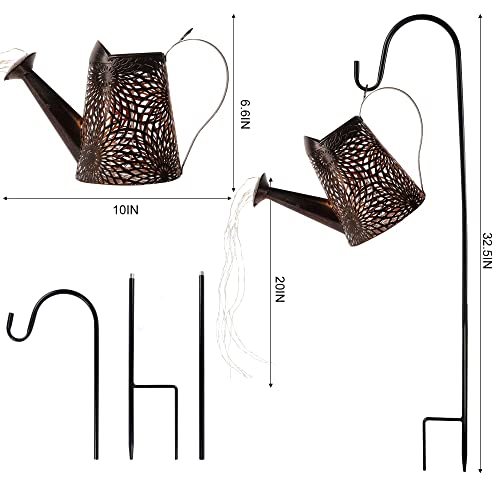 Glintoper 2 Pack Outdoor Solar Watering Can Garden Lights, Metal Waterfall Figurine Lights With Shepherd Hook, Decorative Yard Art For Mom, Mothers Day Ideal Gifts, For Patio Walkway Pathway Lawn #TOP1