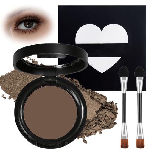 Image of Single Eyeshadow & Blush Palette - Waterproof Smudge-Resistant Pressed Powder with Soft Blendable Texture, Buildable Coverage for Natural & Smokey Looks, Compact Dual-Ended Brush(Brown)