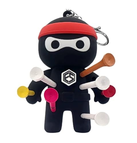 Ninja Golf Tee Holder with �݊��v���O�C�� | �j���Ə����̂��߂̃��j�[�N�Ŗʔ����S���t�M�t�g�A�S���t�o�b�O�L�[�z���_�[ | �p�[�\�i���C�Y���ꂽ�S���t�A�N�Z�T���[��9�̃e�B�[��ێ����܂� (Option1)