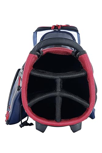 Principal 9.5" Lightweight Golf Stand Bag With 2 Full Length Dividers, 7 Pockets And Padded Dual Strap, Navy/Grey/Red - Image 8