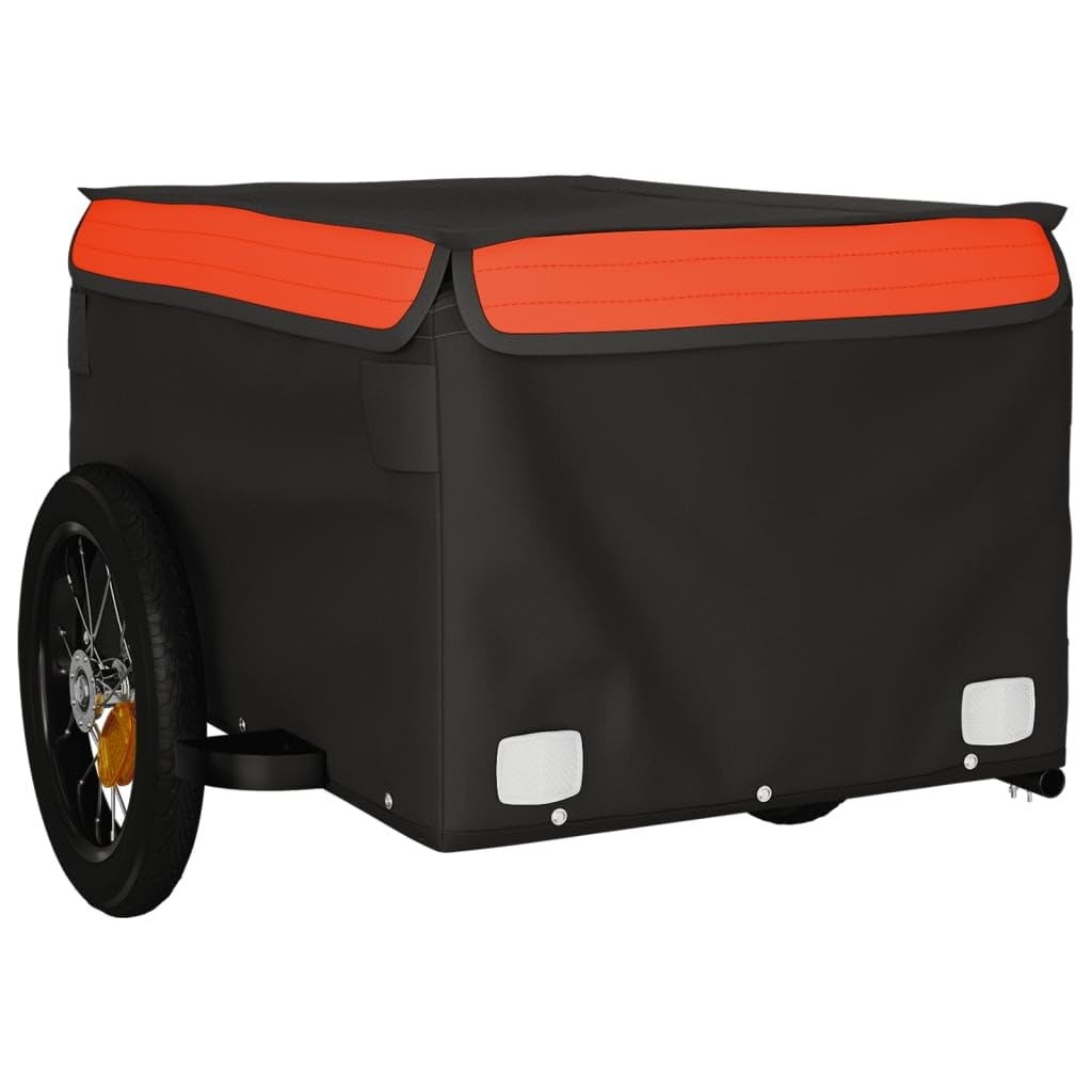 Przyczepka rowerowa Cargo w stalowej ramie, dodatkowy bagażnik rowerowy ze sprzęgłem, przyczepa rowerowa czarna i pomarańczowa 30 kg żelazo