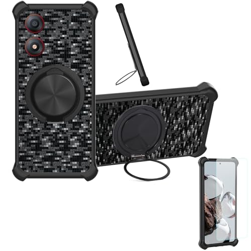�Ή� Zte Blade A34 �P�[�X Phone Case [1�� 9H+�d�x���� �K���X�t�B����][360°��]���X�^���h�A�}�O�l�b�g��]CX-11-HEI
