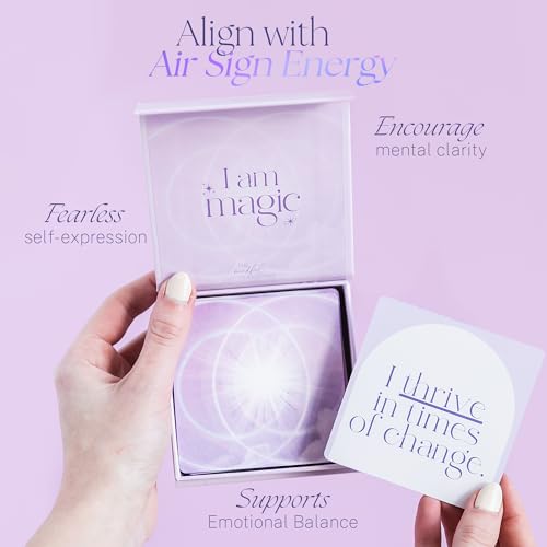 THE MINDFUL COLLECTIVE Affirmation Cards for Air Signs - Gifts for Gemini, Libra, Aquarius. Inspirational Card Set with 40 Daily Positive Affirmations, Spiritual Self Care, Zodiac Collection
