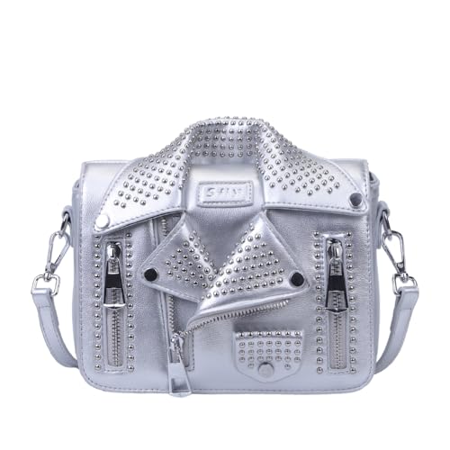 Sac à bandoulière en cuir D-silver avec chaîne élégante pour femme