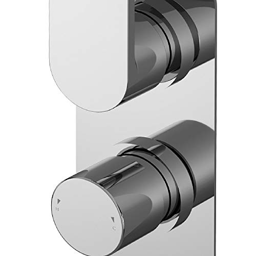 Nuie BINTW01 Binsey Modern Bathroom Round Twin Concealed Thermostatic Shower Valve with Lever Handle, 215mm, Chrome - Image 3