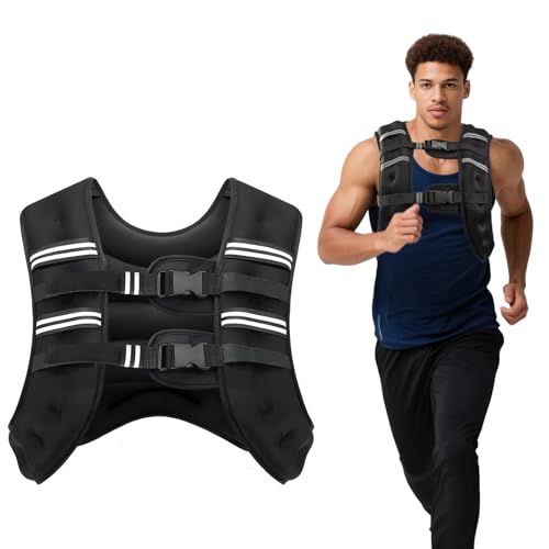 Weighted Vest, 6lb/8lb/12lb/16lb/20lb/30lb for Men, Women with Reflective Stripe, Weight Vests Adjustable for Workout, Strength Training, Running, Fitness, Muscle Building, Weight Loss clearance