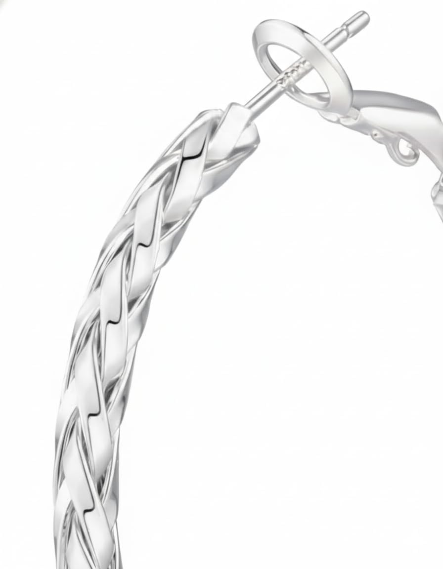 14K Gold/Silver Plated Chunky Twisted Hoop Earrings for Women - Thick Rope Braided Tube Hoops, Hypoallergenic High Polish Brass Jewelry Gifts (30mm / 40mm) - Image 5