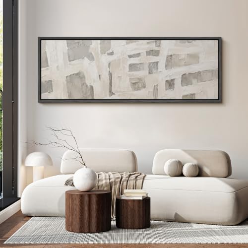 Image of MUDECOR Large Framed Canvas Print Wall Art Neutral Abstract for Living Room