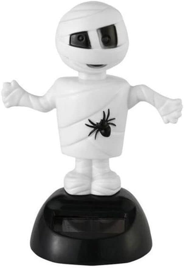 White Solar Dancing Toys Halloween Skeleton Mummy Dancing Figure Toy Doll Car Dashboard Decorations Horror Ornaments Halloween Party Supplies Favors Solar Power Kits
