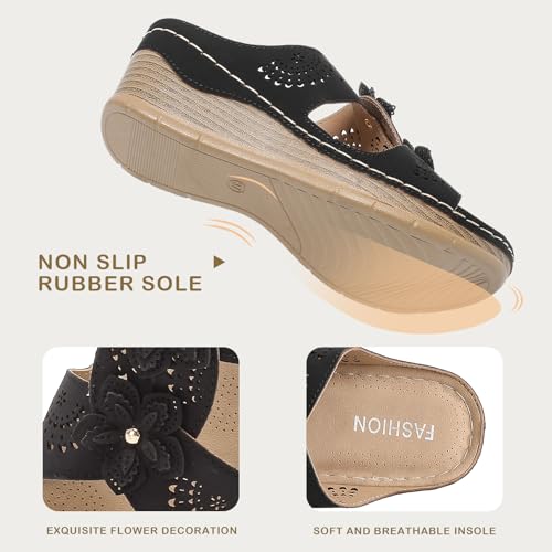 Womens Wedge Sandals, Platform Sandal Dressy Summer Slides Comfortable Walking Shoes, Soft Casual Orthopedic Sandals Shoes for Women3