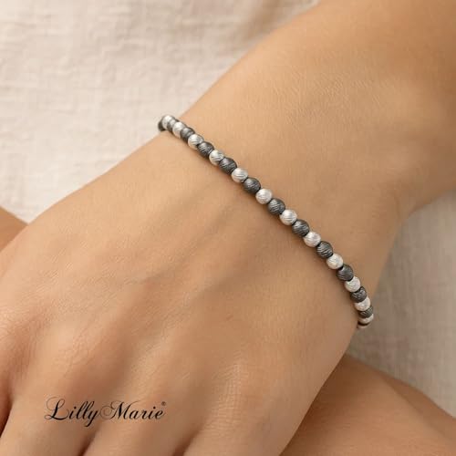 Pulsera de plata LillyMarie esferas rodinadas diamantadas ajustable mujer 5