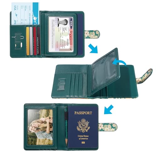 passport holder, passport cover, vaccine card holder, waterproof leather travel wallet with rfid blocking for men/women3