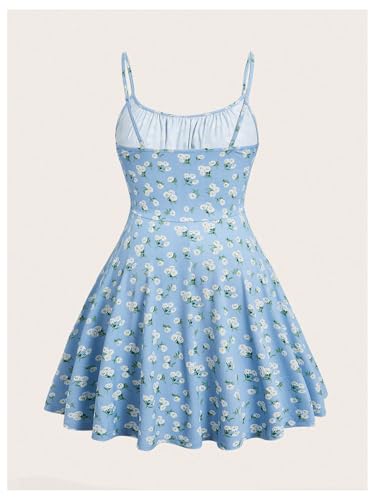 Image of Floerns Women's Plus Size Boho Floral Milkmaid Bow Tie Ruched Cami Summer Holiday Flowy Mini Dress
