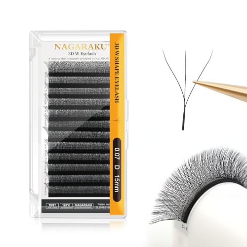 NAGARAKU 3D W Premade Fans Lash Extensions 0.07 D 15mm Matte Black
