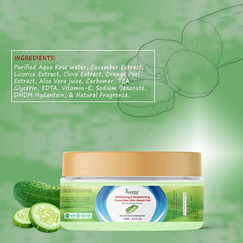 Image of KAZIMA Whitening & Brightening Cucumber Skin Repair Gel With Natural Glow Fairness For All Type of Skin & Face (150ML)
