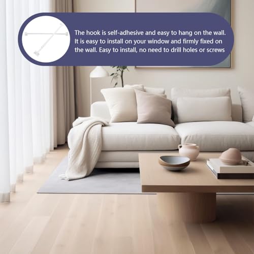 Voarge 2Pcs Net Curtain Rods Extendable Curtain Rod, Self Adhesive Shower Curtain Rods Without Drilling for Home Bathroom Hotel, Includes Plastic Sticky, 40-70CM/16-28Inch - Image 3