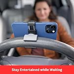 Maxby Steering Support de porte-phone pour l'utilisation en stationnement, Serre-clamp universel pour la plupart des téléphones, 360° Support réglable rotatif, détachement d'attache rapide, vue mains libres pour attendre et repas dans la voiture
