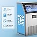 Commercial Ice Machine 200 LBS/24H with 50 LBS Storage Bin, Ice Cubes Ready in 5-15 min, Stainless Steel Industrial Ice Maker, Self-Cleaning, Timing Function, Adjustable Ice Thicknesses