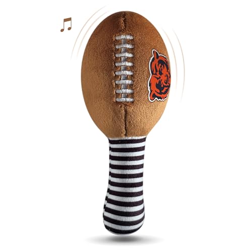Image of Chicago Bears Plush Football Rattle by Smilo - Officially Licensed NFL Baby Rattle Toy - Soft Baby Rattle with Bell - for Babies and Toddlers from 3 Months