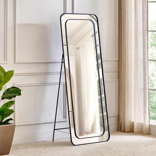 Image of Home Centre | Clair Metal Standing Mirror | Full Length Dresser Mirror | Black | 1 Year Warranty