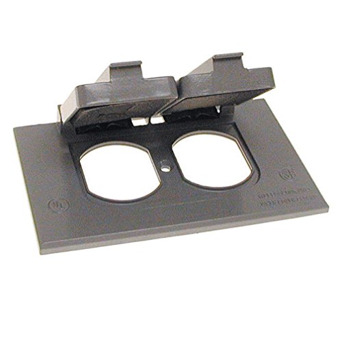 Hubbell-Bell 5181-0 Weatherproof Cover, 1-Gang, (1) Duplex Receptacle, Horizontal-Device Mount, Gray, 4-1/2-Inch x 2-3/4-Inch