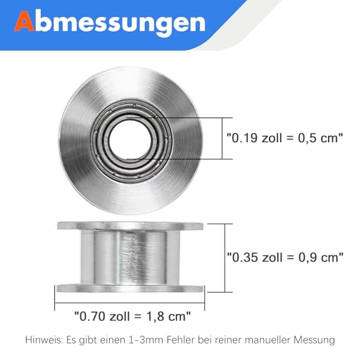 Hoypeyfiy 10er-Pack Aluminium GT2 Zahnriemen, 6 mm Außendurchmesser, 5 mm Bohrung, 20 Zähne, Geeignet für Lineare Bewegungen in 3D-Druckern und CNC-Maschinen (6mm Breite)