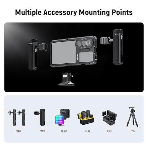 Image of NEEWER Xperia 1 V Cage, Quick Release Video Rig Case Phone Stabilizer Holder for Recording Filming, 67mm Filter Adapter, 17mm Lens Backplate, T Mount Lens Backplate Compatible with Moment Sony, PA087