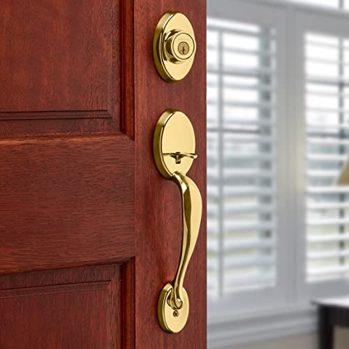 Kwikset 800Cexll L03 Smt Cp Chelsea Single Cylinder Handle Set With Lido Lever Featuring Smartkey, Lifetime Polished Brass #TOP3