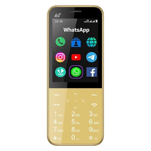 Image of IKALL I1 Pro - 4G Android Keypad Mobile with 2.8 inch Touch Screen, 2GB RAM, 16GB Storage, WiFi, 4G SIM Support, 3000mAh Battery, Preloaded Wht'sAp, FB, Utube, Insta & More (Starry Gold)