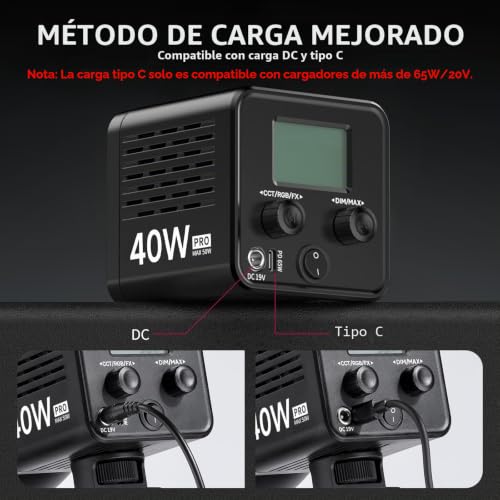 Foco de mano COB ULANZI 40W Pro para iluminar espacios oscuros 4