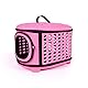 Faltbare Katzen Transportbox, Faltbare Katzentragetasche, Katzen Tragebox Öffnung Oben, Transporttasche für Katze/Kleine Hunde, Katzentransportbox Katzentransporttasche mit Weich Matten (Rosa)