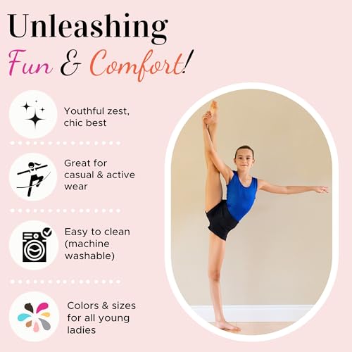 Dancina Gymnastics Shorts Athletic Dance Wear - Little Big Girls Classic and Metallic Sparkle3