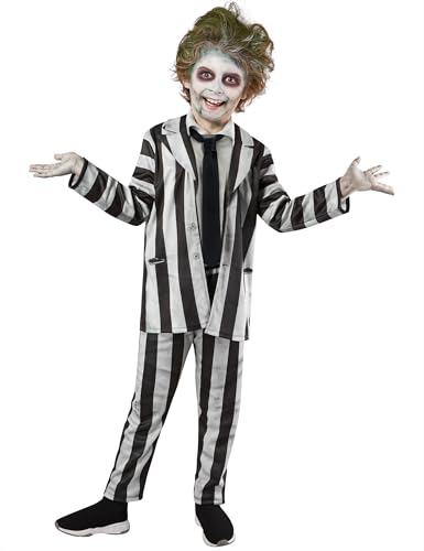 Coloración, Compra de libro digital Rubie's Beetlejuice - Disfraz de rayas blancas y negras para niños, para fiestas temáticas y Halloween, talla S