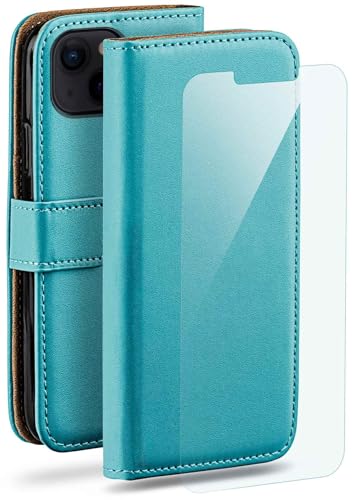 Étui iPhone 14 Plus moex avec support et film écran turquoise
