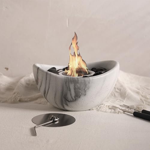 Estufa de bioetanol,Hoguera sin Humo,Hoguera de Mesa de bioetanol,Chimenea de Mesa portátil,Hoguera de Interior Smores,Cilindro sin ventilación de combustión Limpia,para Interiores y Exteriores(Grey)