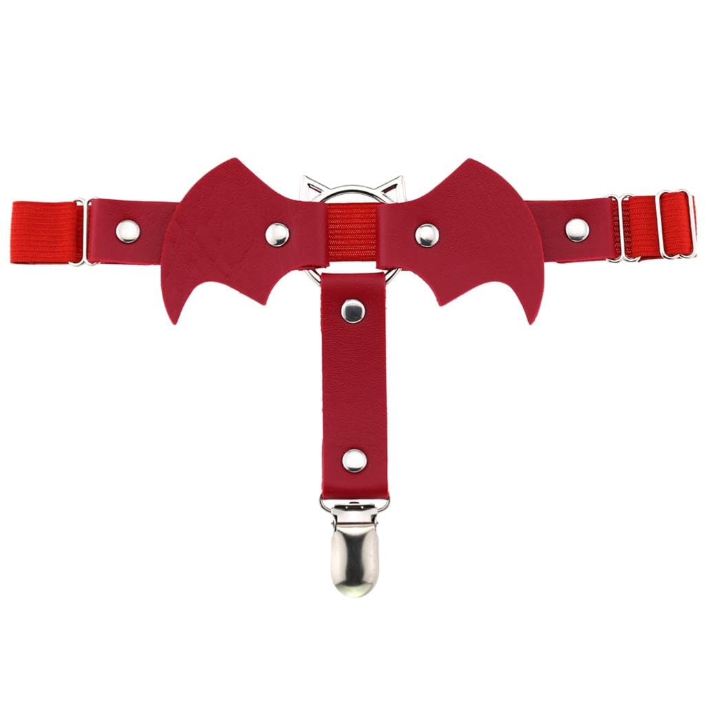 Bat Wing Garter Leg Ring Punk Harness Garter Belt Adjustable Suspender Red-image-11