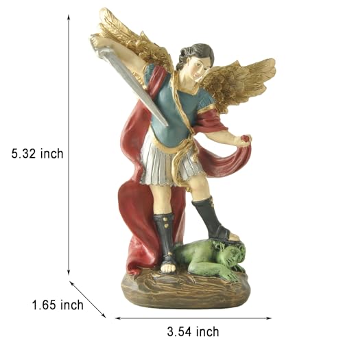 Estatua San Miguel Arcángel 5.32” Resina Pintada a Mano miniatura 5